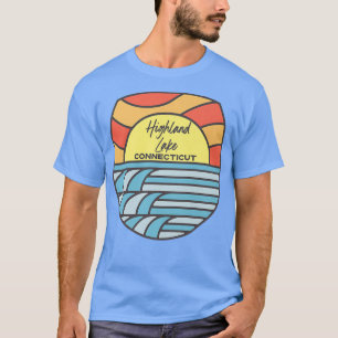 T-shirt Highland Lake Connecticut CT Sunset Vacances Souve