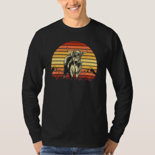 T-shirt Highland Scottish Bull Horns Retro Vintage Sunset