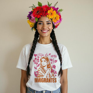 T-shirt Hija De Inmigrantes Fille des immigrants Floral
