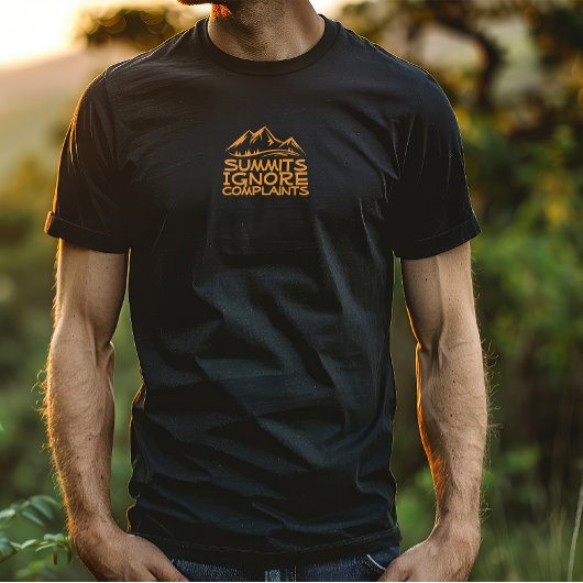 T-shirt Hiker camping humor black orange