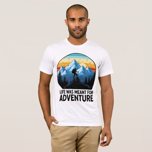 T-shirt Hiker Silhouette Mountain Adventure Design (Devant entier)