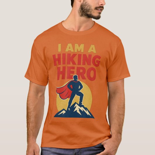 T-shirt Hiking Hero Comic Mountain Adventure Design funny (Devant)