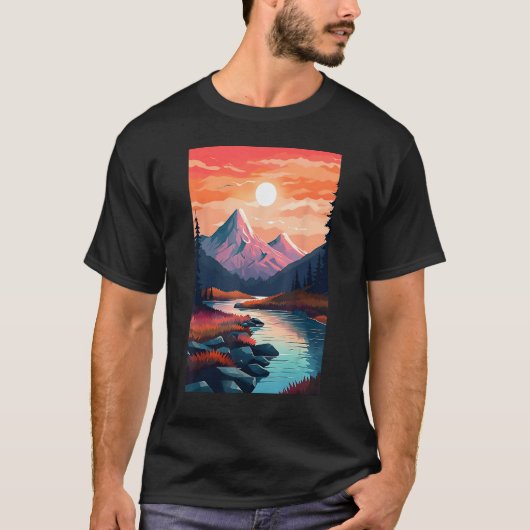 T-shirt Hiking outdoor mountains landscape (Devant)