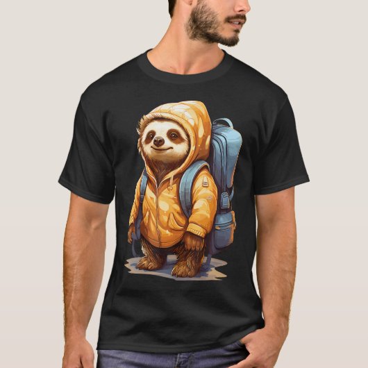 T-shirt Hiking Sloth Landscape (Devant)