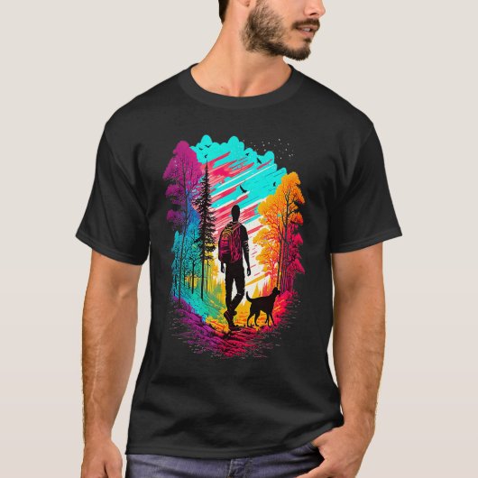 T-shirt Hiking with dog pilgrims camping mountains walking (Devant)