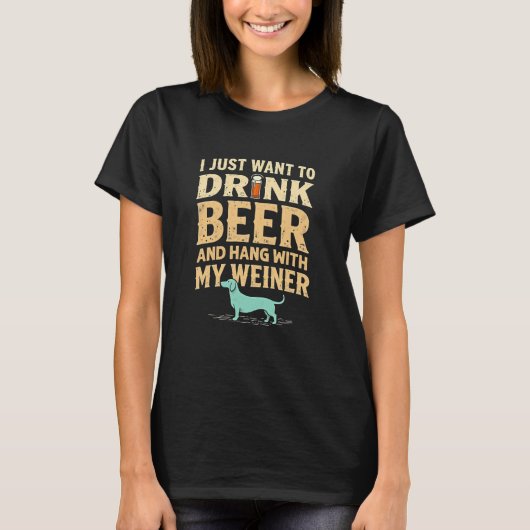 T-shirt Hilarious Weiner Beer Dog (Devant)