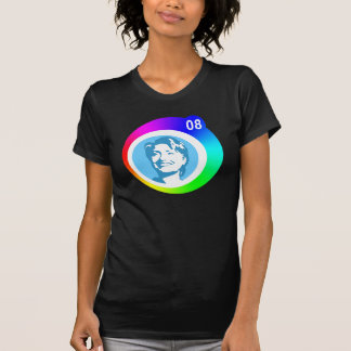 T-shirt hillary clinton 08. bulles arc-en-ciel.