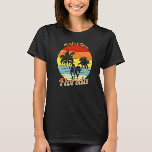 T-shirt Hillsboro Beach Floride Palmiers tropicaux rétro (Devant)