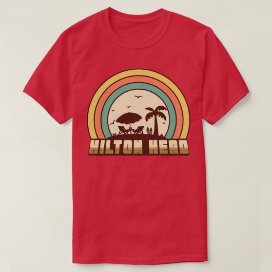 T-shirt Hilton Head Beach Retro Sunset Style (Design devant)