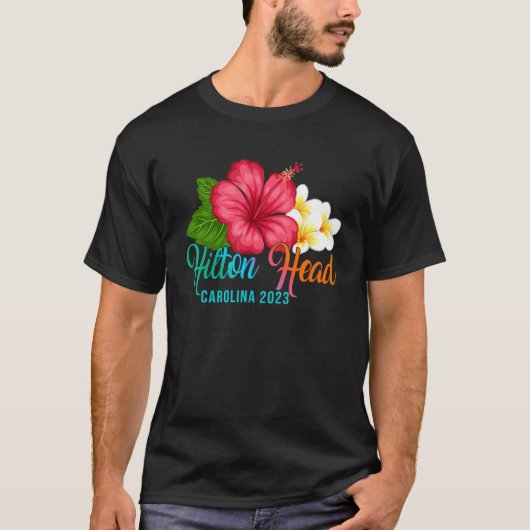 T-shirt Hilton Head Vacances Carolina Tropical Hibiscus Fl (Devant)