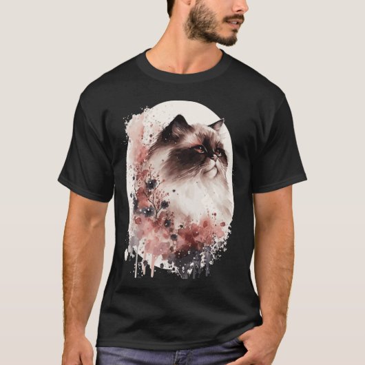T-shirt Himalayan Cat Cherry Blossom Japanese Sakura (Devant)