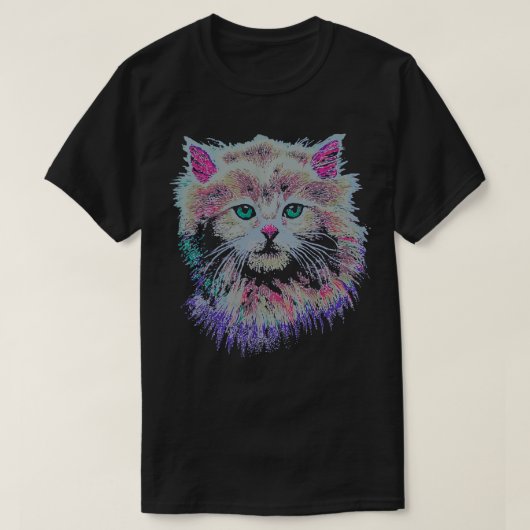 T-shirt Hip 80s Crazy Lady Retro Cat (Design devant)