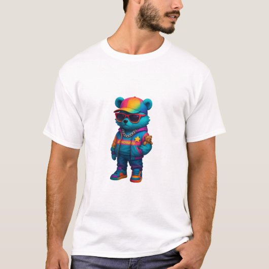 T-shirt Hip hop coloré ours (Devant)