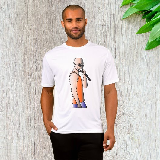 T-shirt Hip hop cool Bald Guy Singer avec microphone