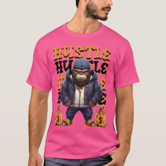 T-shirt Hip hop Gorilla Hustle Argent Ape Streetwear Anima