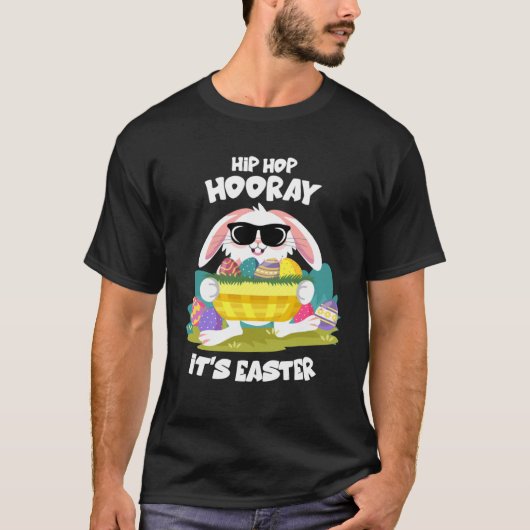 T-shirt Hip Hop Hooray Easter Bunny Egg Hunt Happy Spring  (Devant)