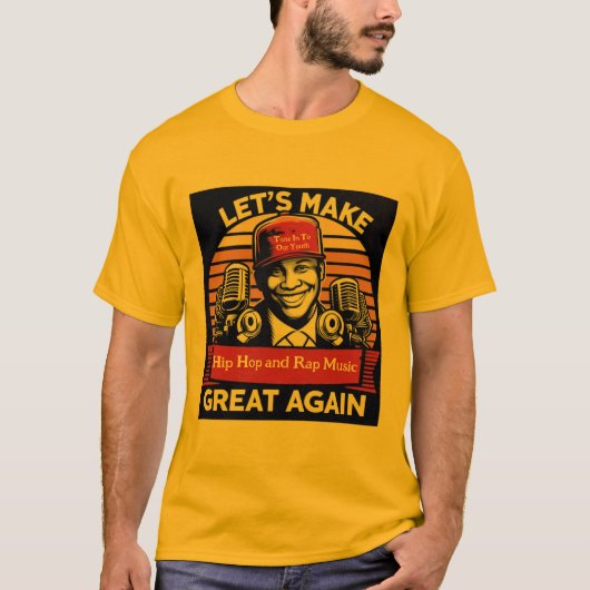 T-shirt Hip hop orange pour hommes (Devant)