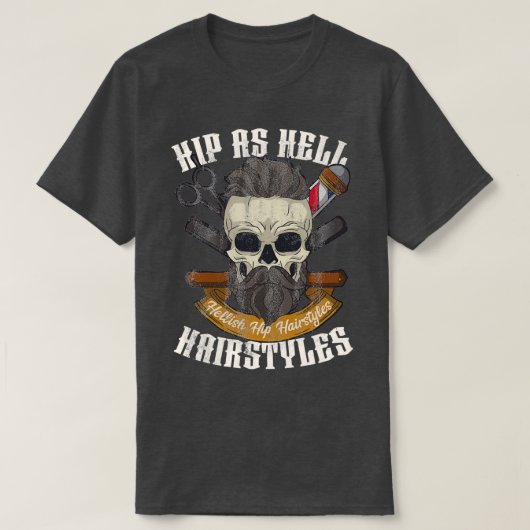 T-shirt Hip squelette barbier magasin ciseaux rasoir Hairs (Design devant)