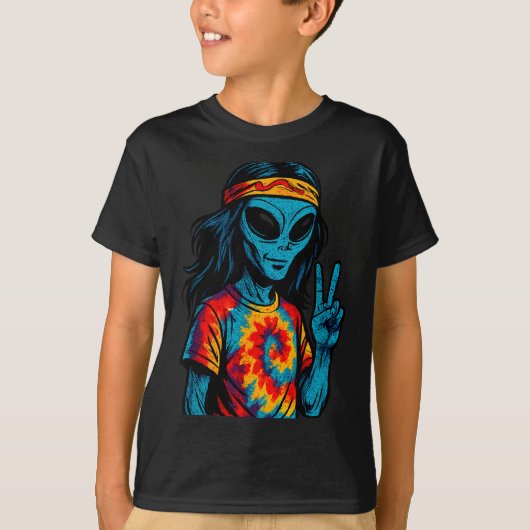 T-shirt Hipe Alien Tie-dye Design  (Devant)