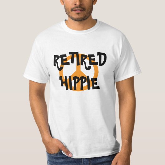 T-shirt Hippie à la retraite, symbole de paix, (Devant)
