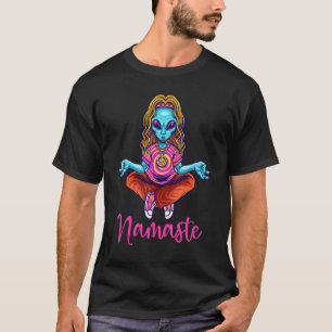 T-shirt Hippie Alien Paix Yoga Namaste