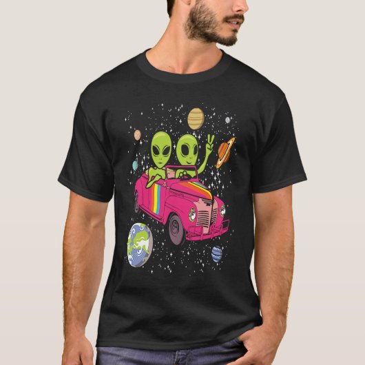 T-shirt Hippie Alien Space Car Techno EDM Minimal Spacesh (Devant)