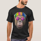 T-shirt Hippie Chimpanzee Love Peace Sign Les années 70 Hi (Devant)