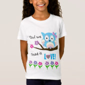 T-Shirt Hippie chouette d'amour (Devant)