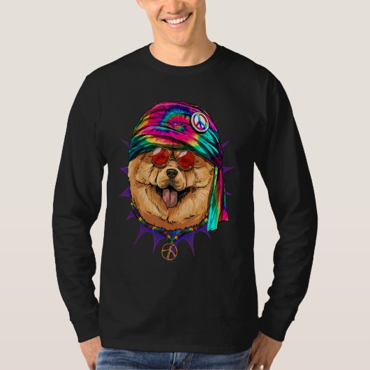 T-shirt Hippie Chow Chow Tie Dye Peace Sign Psychedelic Do (Devant)