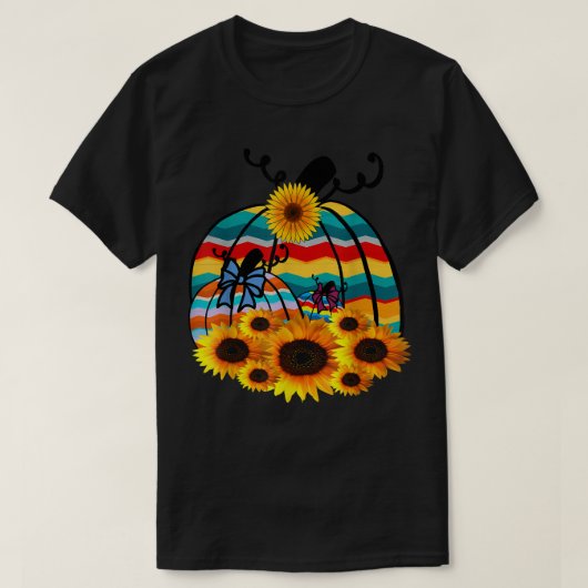 T-shirt Hippie Citrouille Tournesol Automne Femmes Automne (Design devant)