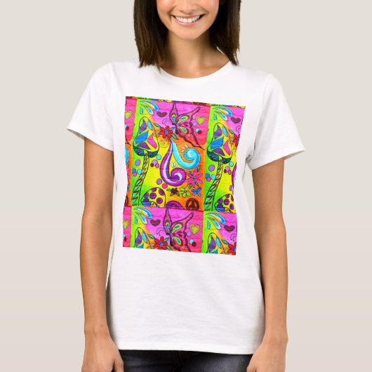 T-shirt hippie de flower power (Devant)