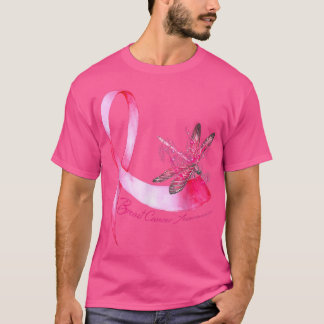 T-shirt Hippie Dragonfly Pink Ribbon Cancer du sein
