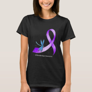 T-shirt Hippie Dragonfly Purple Ribbon Fibromyalgie Award