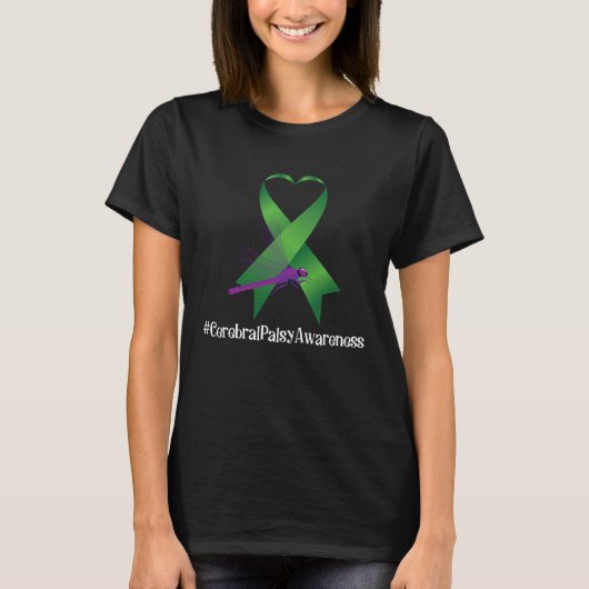 T-shirt Hippie Dragonfly Ribbon Cerebral Palsy Awareness (Devant)