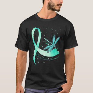 T-shirt Hippie Dragonfly Turquoise Ribbon Ovarien Cancer A