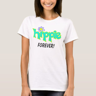 T-shirt Hippie Forever Graphisme Turquoise Aqua Word Art