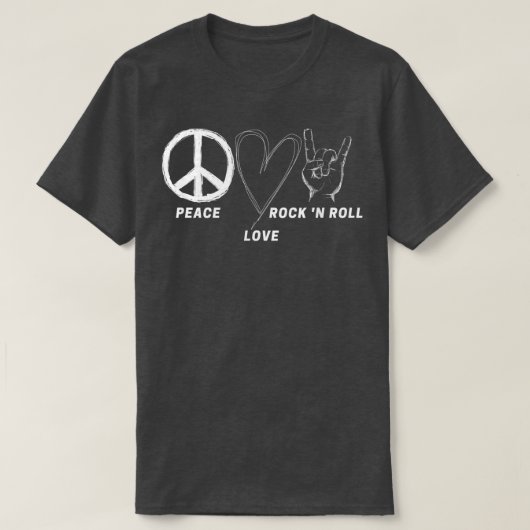 T-shirt Hippie les années 70 Peace Love Rock N Roll Cool B (Design devant)