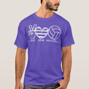 T-shirt Hippie les années 70 Peace Love Volleyball Peace S