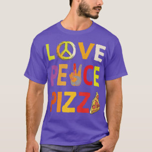 T-shirt Hippie Love Peace Pizza Cuisine italienne Bonheur