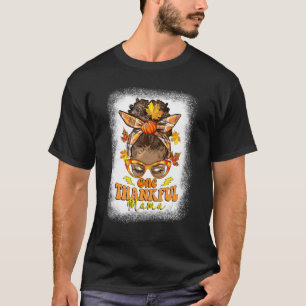 T-shirt Hippie Messy Bun One Thankful Mama Citrouille Fall