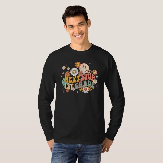 T-shirt Hippie Next Stop 1st Grade Retro Groovy Back To S (Devant entier)