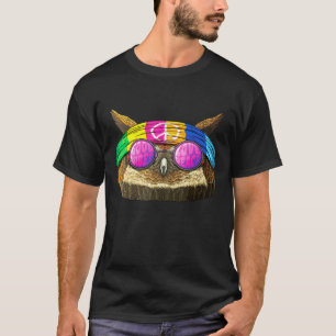 T-shirt Hippie Owl Love Peace Sign les années 70 Hippie Bi