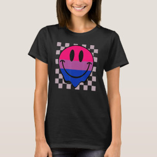 T-shirt Hippie Smile Face Bisexual Pride Bi Drapeau Retro