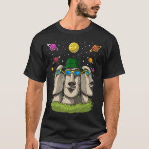 T-shirt Hippie Statues de l'île de Pâques Psychédélique Mo