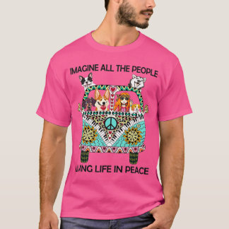 T-shirt Hippie Tout Le Peuple Imagine Vivre La Vie En Paix