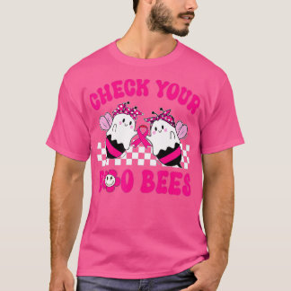 T-shirt Hippie Vérifiez votre Boo Bees Cancer du sein Hall