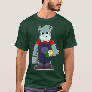 T-shirt Hippo à la peinture avec seau de pinceau