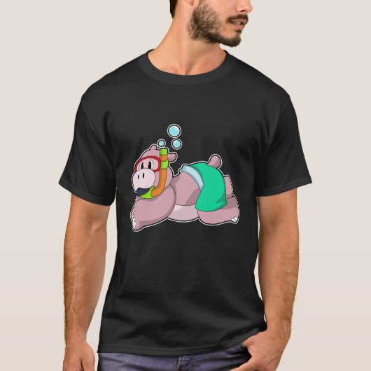 T-shirt Hippo à la plongée avec tuba (Devant)