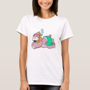 T-shirt Hippo à la plongée avec tuba