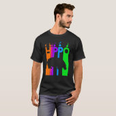T-shirt Hippo Animal Rainbow Bubble Avec Silhouette (Devant entier)